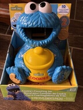 SESAME STREET Cookie Monster Counting Jar with 10 Play Cookies -New In Box
